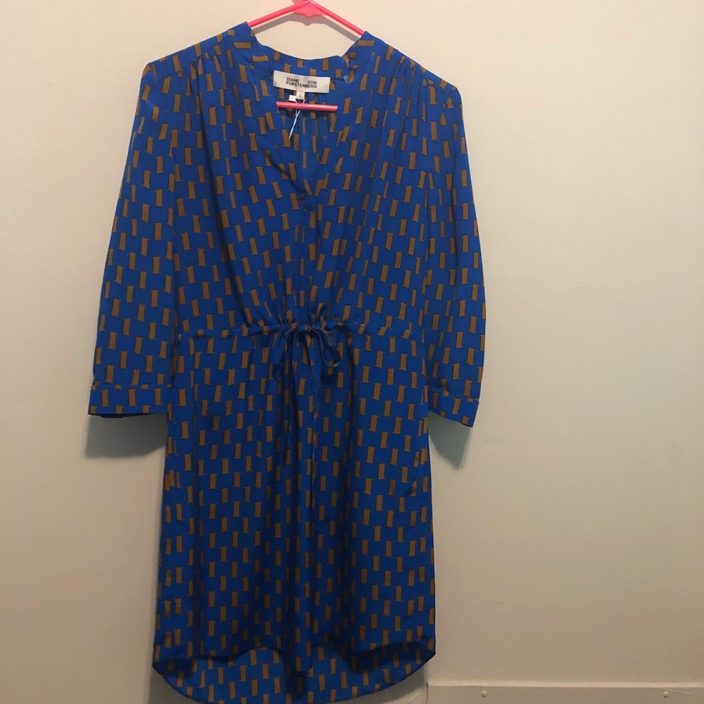Dvf drawstring patterned dress